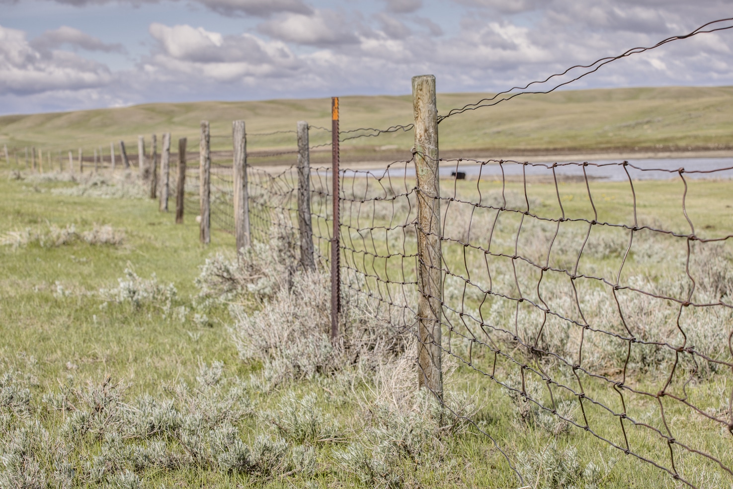 Woven wire fence installation in ranch house with acreage